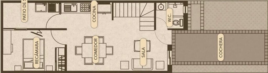 Planta baja de modelo Burgos en Lucerna Residencial