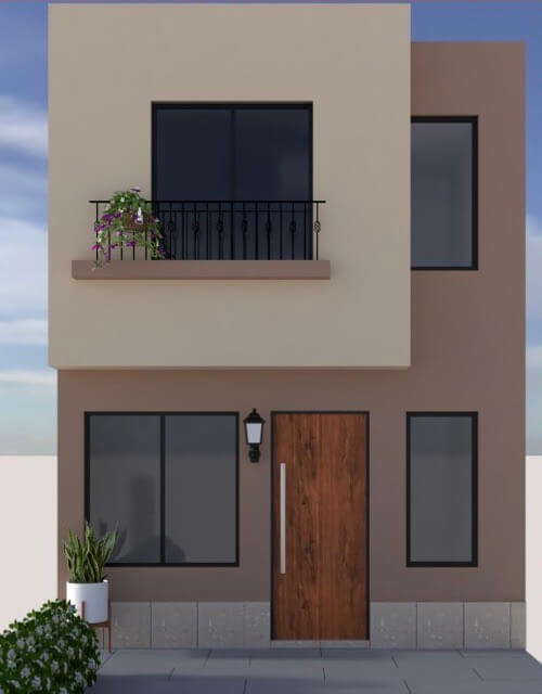 Fachada de casa modelo Erandi en Punta Mixe Residencial en León, Gto.