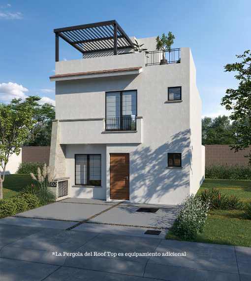 Fachada de modelo Sayil en Canah Residencial.