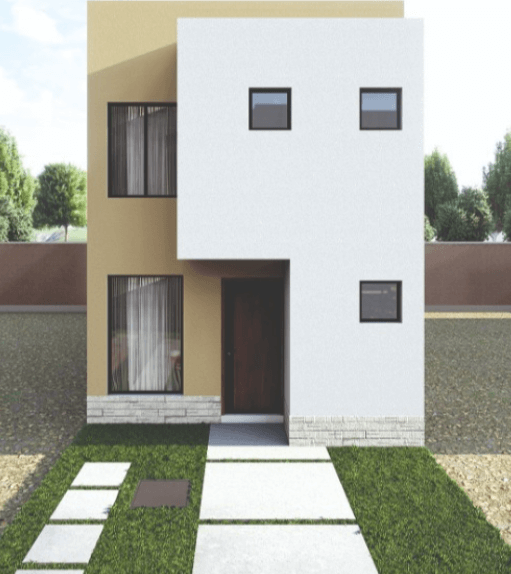 Fachada de casa modelo Damasco en Marroka Residencial en León, Gto.