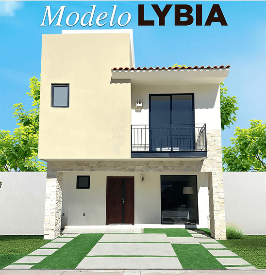 Fachada de casa modelo Lybia en Marroka Residencial en León, Gto.